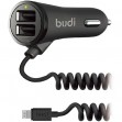 Автомобильное зарядное устройство Budi Lighting  cable 1.8 m + 2USB 3.4A Black (M8J068L)