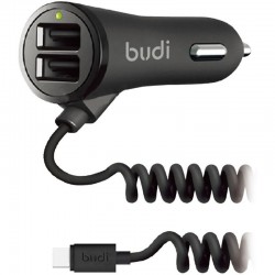 Автомобильное зарядное устройство Budi  Type-C cable 1.8 m + 2USB 3.4A Black (M8J068T)