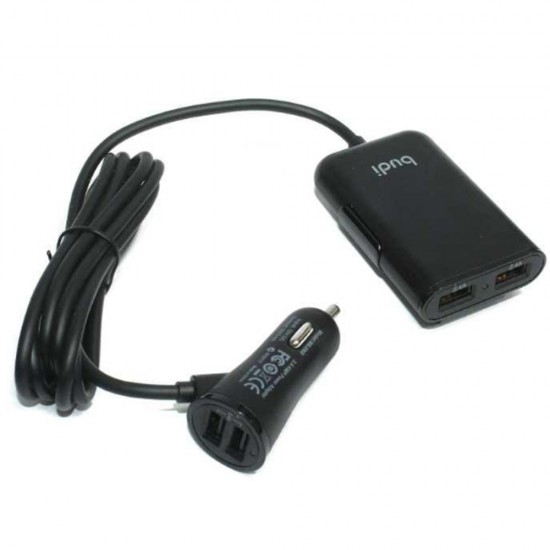 Автомобильное зарядное устройство Budi 2USB  5V8.2A  + 2 USB кабель 1.8m зарядка для пассажиров (M8J068) 