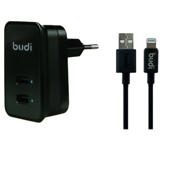 Зарядное устройство Budi (M8J053E) 2USB + кабель USB-Lightning